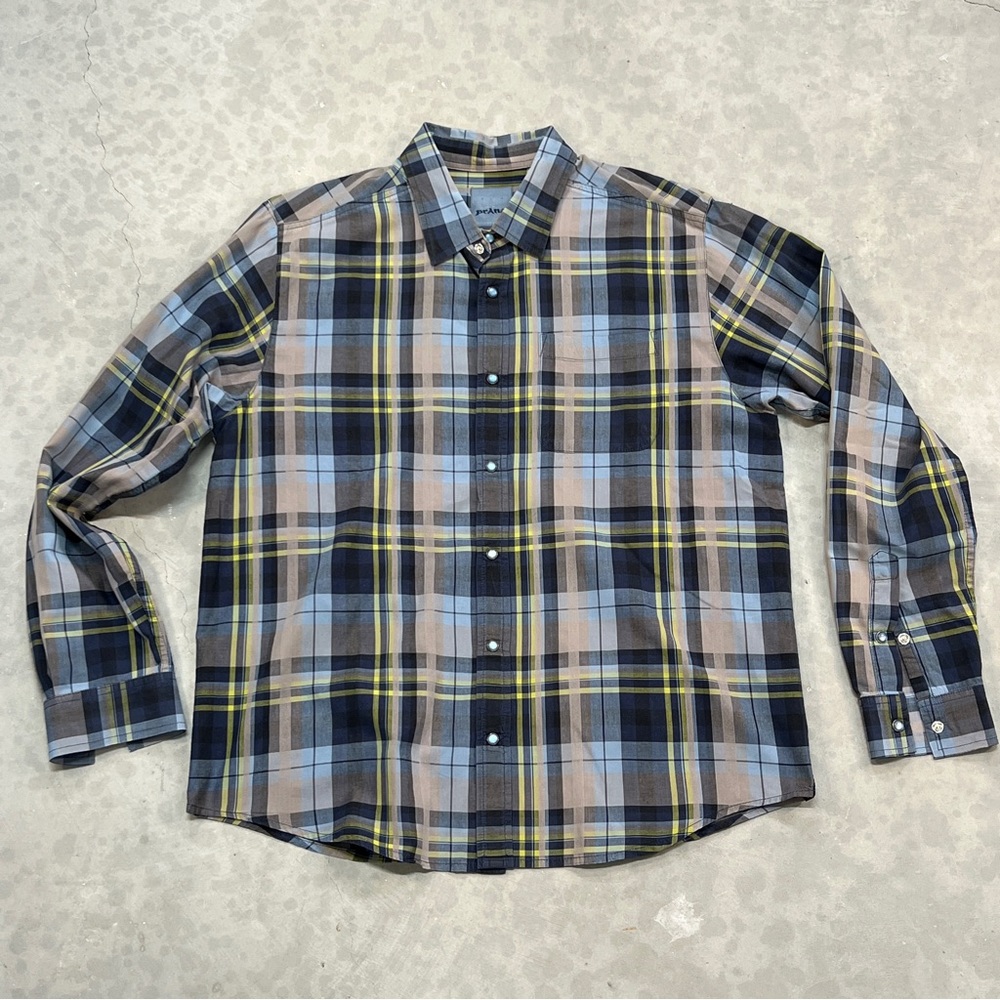 PrAna Multicolor Plaid Long Sleeve Casual Pearl Snap Button Down Shirt Size M